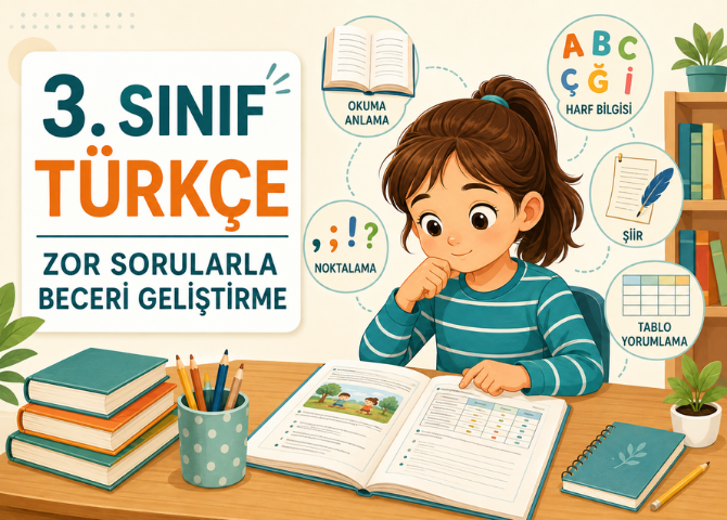3. Sınıf Türkçe Zor Sorularla Beceri Geliştirme Soruları