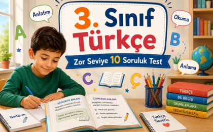 3. Sınıf Türkçe Zor Seviye 10 Soruluk Test PDF