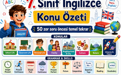 7. Sınıf İngilizce 50 Soruluk Zor Sınav Soruları