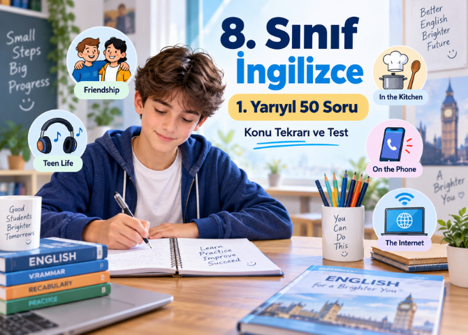 8.Sınıf İngilizce 1. Dönem İçin Özel 50 Test Sorusu