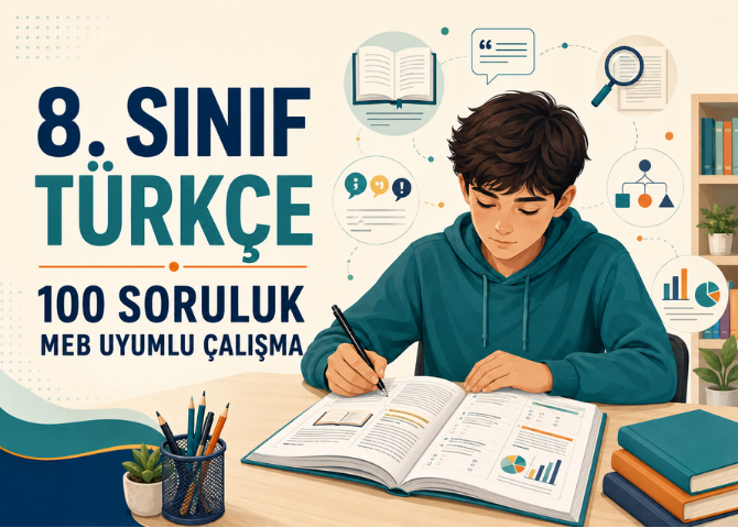 8. Sınıf Türkçe 100 Soruluk MEB Uyumlu Çalışma